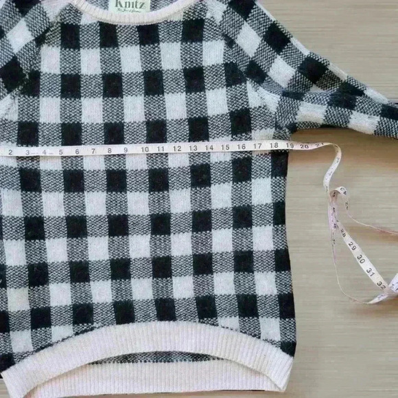For Love and lemons knitz plaid angora blend fuzzy pullover sweater sz small - Picture 11 of 12